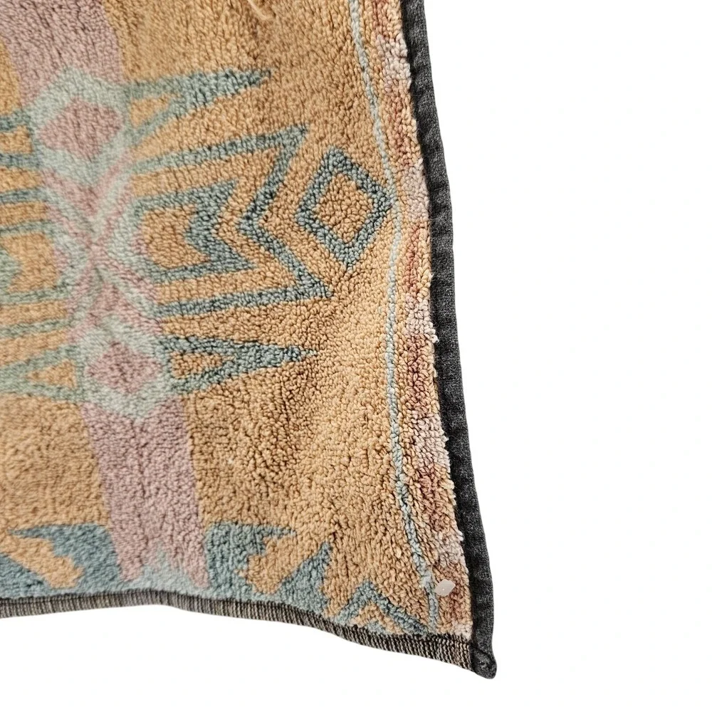 Cotton Aztec Print Wash Cloth Pre‎ Owned Vintage Turquoise Orange Pink No Tag